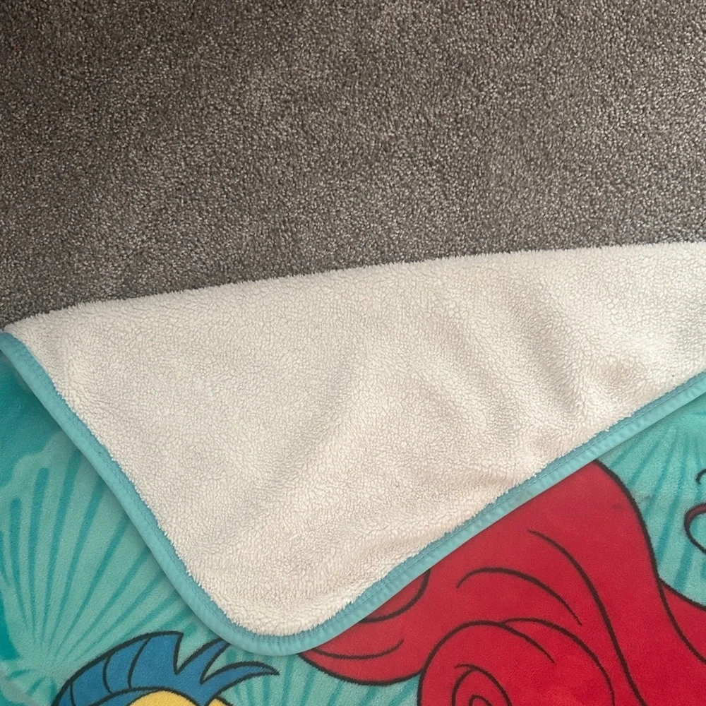Disney Ariel & Flounder Turquoise Plush Throw with Red Hair Accent